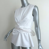 Altuzarra Toppi Wrap Top White Stretch Cotton Size 38 Sleeveless Blouse NEW