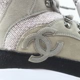 Chanel 21K CC High Top Sock Sneakers Taupe Suede Size 36