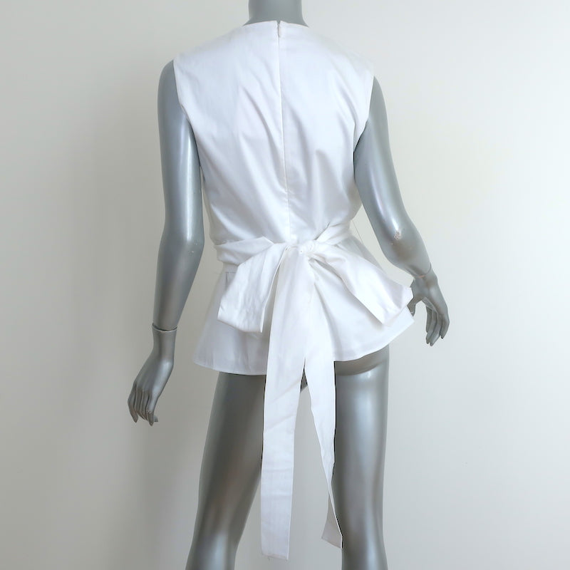 Altuzarra Toppi Wrap Top White Stretch Cotton Size 38 Sleeveless Blouse NEW