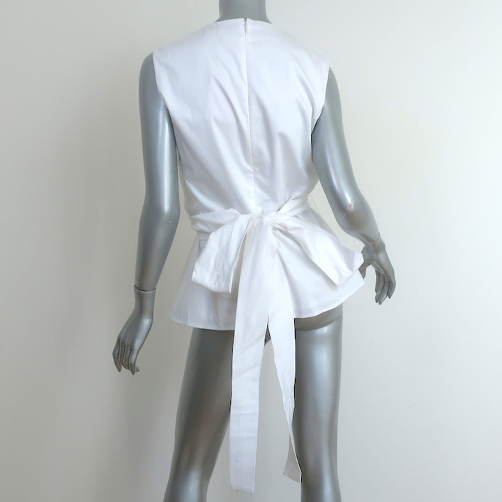 Altuzarra Toppi Wrap Top White Stretch Cotton Size 38 Sleeveless Blouse NEW