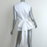 Altuzarra Toppi Wrap Top White Stretch Cotton Size 38 Sleeveless Blouse NEW