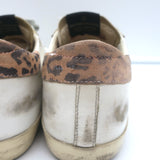 Golden Goose Superstar Sneakers with Leopard Heel Tab White Leather Size 39