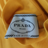 Prada Ribbed Knit Pleated Dress Yellow Size 40 Sleeveless Turtleneck