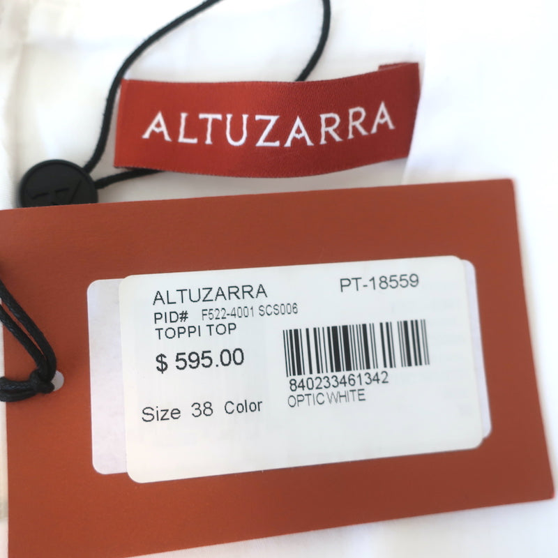 Altuzarra Toppi Wrap Top White Stretch Cotton Size 38 Sleeveless Blouse NEW