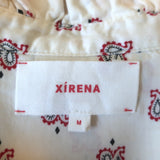 Xirena Cam Top White Drop Bandana Print Cotton Size Medium Short Sleeve Blouse