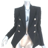 Balmain Double Breasted Wool Blazer Black Size 38 NEW