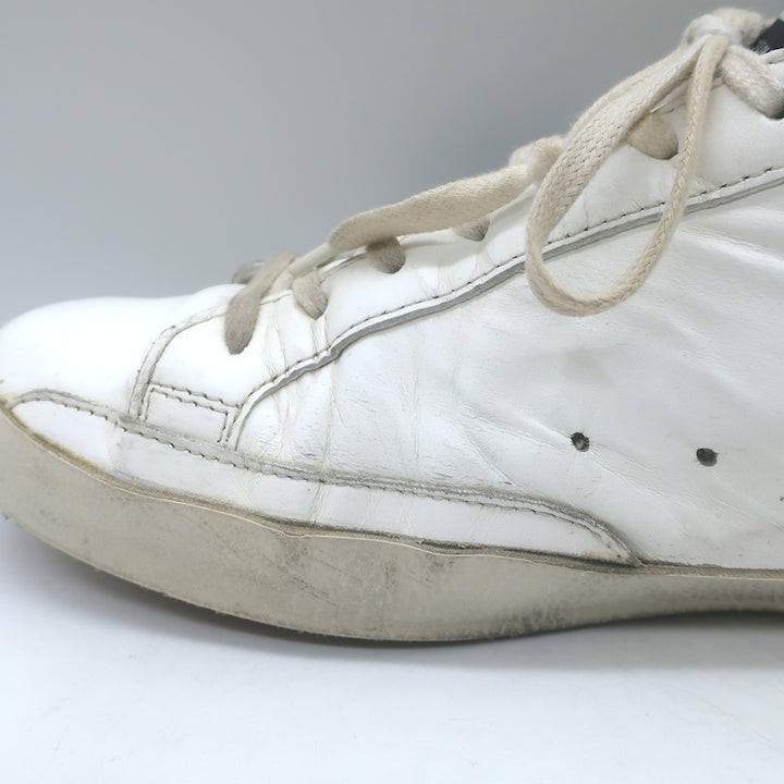 Golden Goose Superstar Low Top Sneakers White Leather &amp; Black Suede Size 42