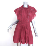 Isabel Marant Etoile Gisele Lace-Trimmed Mini Dress Red Cotton-Blend Size 36