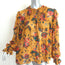 Ulla Johnson Miray Blouse Mustard Floral Print Chiffon Size 14 Long Sleeve Top