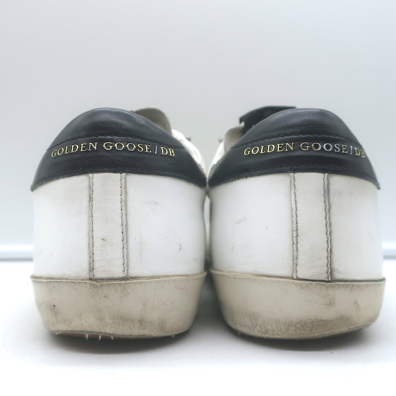 Golden Goose Superstar Low Top Sneakers White Leather &amp; Black Suede Size 42