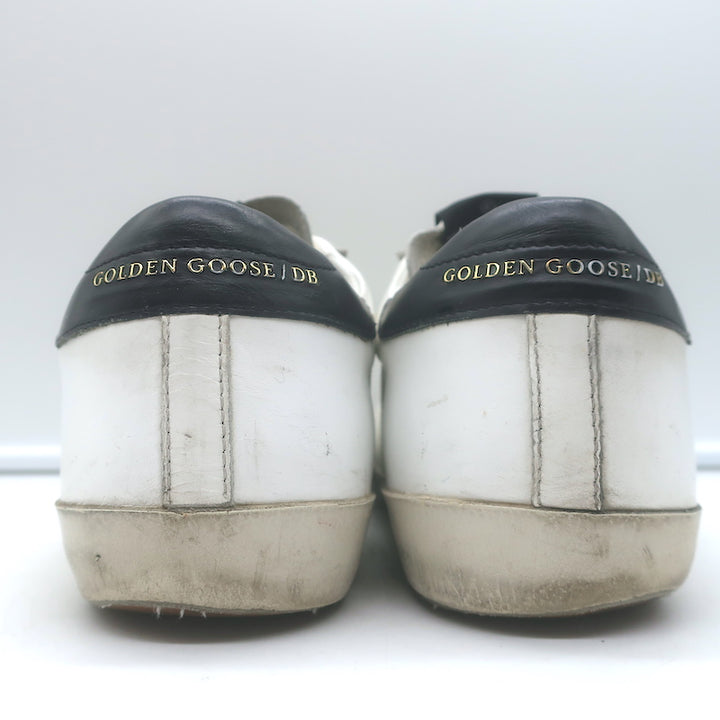 Golden Goose Superstar Low Top Sneakers White Leather &amp; Black Suede Size 42
