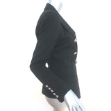Balmain Double Breasted Wool Blazer Black Size 38 NEW