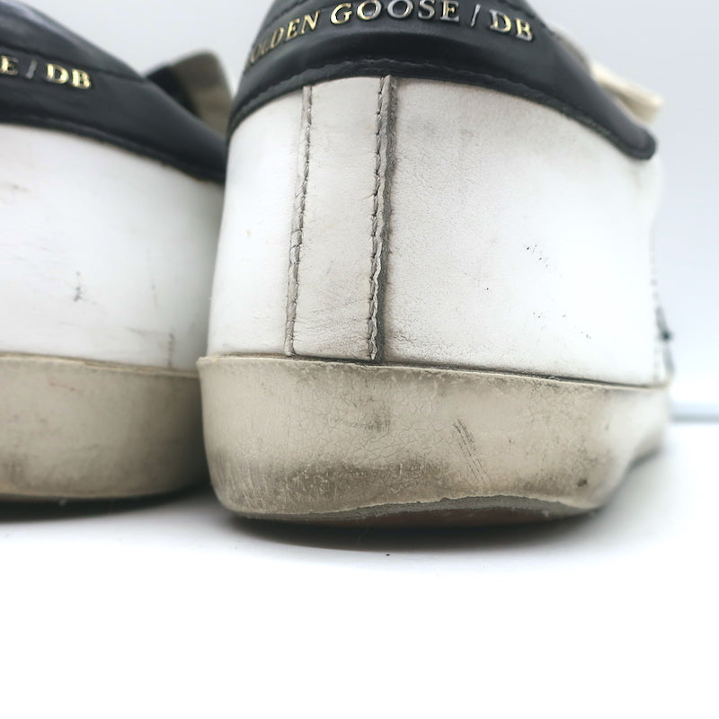 Golden Goose Superstar Low Top Sneakers White Leather &amp; Black Suede Size 42