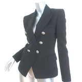 Balmain Double Breasted Wool Blazer Black Size 38 NEW