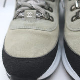 Chanel 21K CC High Top Sock Sneakers Taupe Suede Size 36