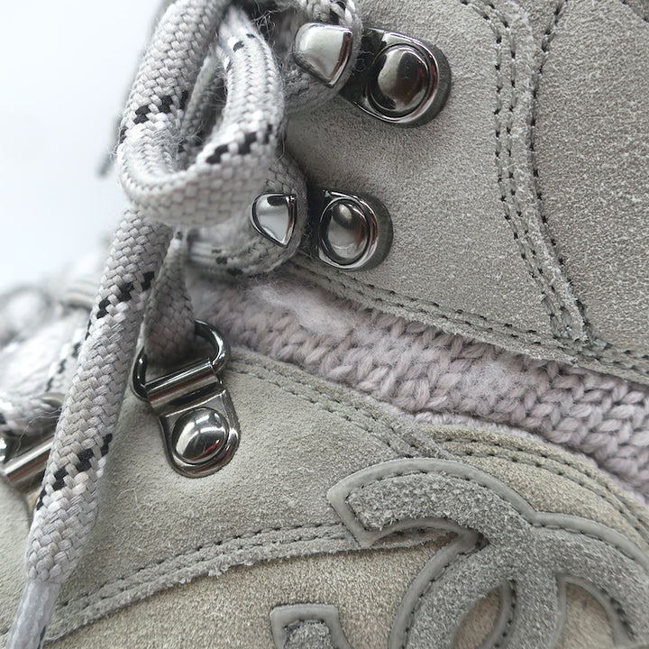 Chanel 21K CC High Top Sock Sneakers Taupe Suede Size 36