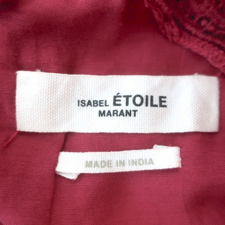 Isabel Marant Etoile Gisele Lace-Trimmed Mini Dress Red Cotton-Blend Size 36