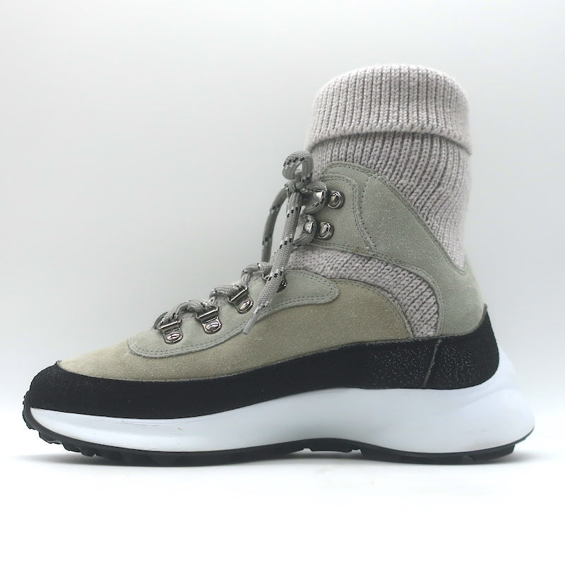 Chanel 21K CC High Top Sock Sneakers Taupe Suede Size 36
