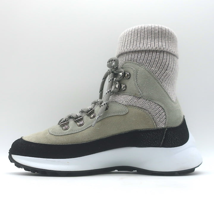 Chanel 21K CC High Top Sock Sneakers Taupe Suede Size 36