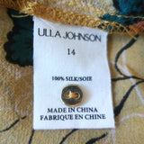 Ulla Johnson Miray Blouse Mustard Floral Print Chiffon Size 14 Long Sleeve Top