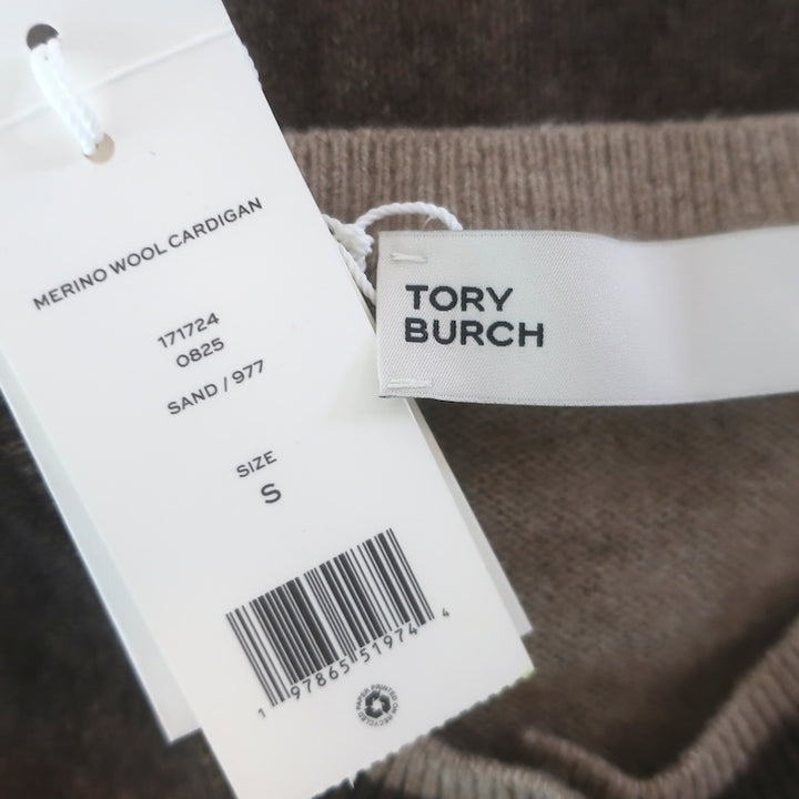 Tory Burch Brushed Knit Cardigan Sand Cashmere-Silk Size Small NEW