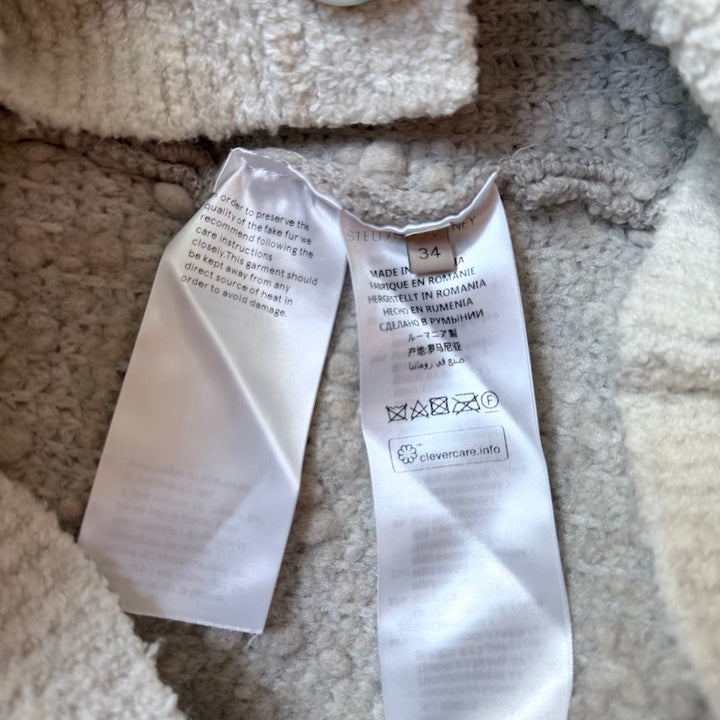 Stella McCartney Patchwork Faux Fur Oversized Cardigan Oatmeal/Multi Size 34