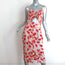 Johanna Ortiz Cutout Tie-Front Midi Dress Beige/Red Leaf Print Linen Size 6