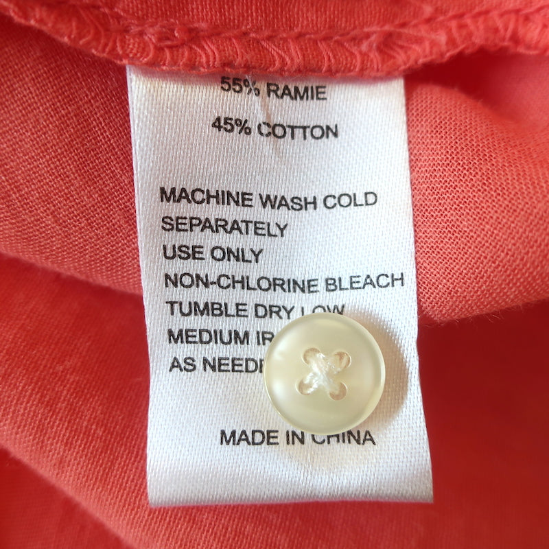 Trovata Birds of Paradis Carla High Neck Short Sleeve Top Coral Size Medium