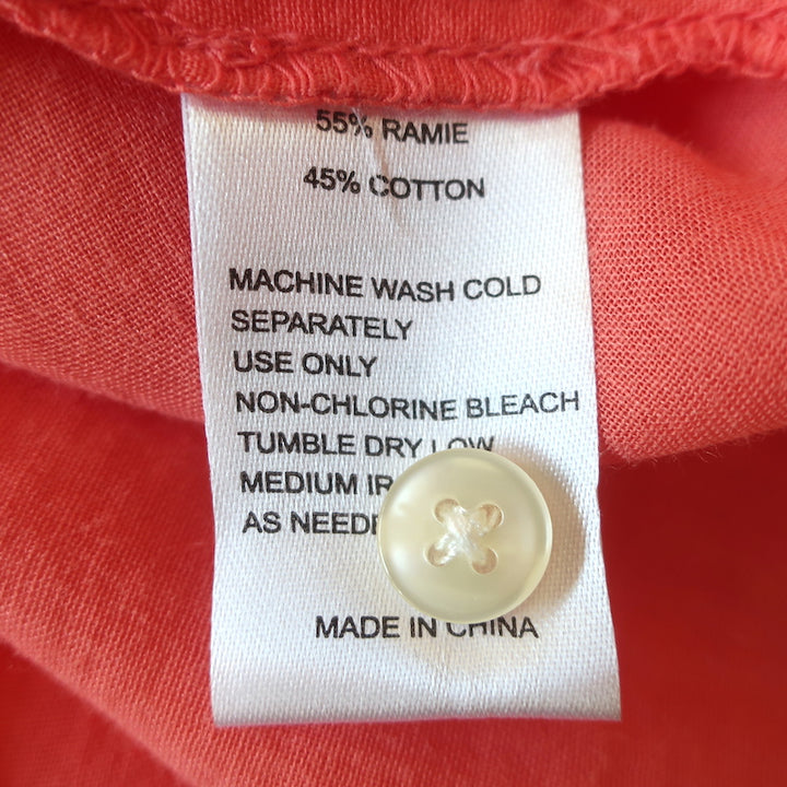 Trovata Birds of Paradis Carla High Neck Short Sleeve Top Coral Size Medium