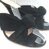 Loeffler Randall Coco knotted slide sandals in black suede, authentic pre-owned designer pair with light wear