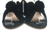 Loeffler Randall Coco knotted slide sandals in black suede, authentic pre-owned open-toe heels, size 8.5