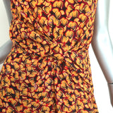 Saloni Demi Twist-Front Midi Dress Yellow Floral Print Silk Size US 6