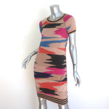 Missoni Space Dye Short Sleeve Mini Dress Tan/Multi Wool-Blend Size 42