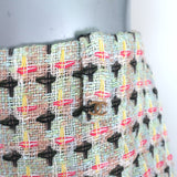 Chanel 02P Tweed Skirt Mint/Multicolor Cotton-Linen Size 42