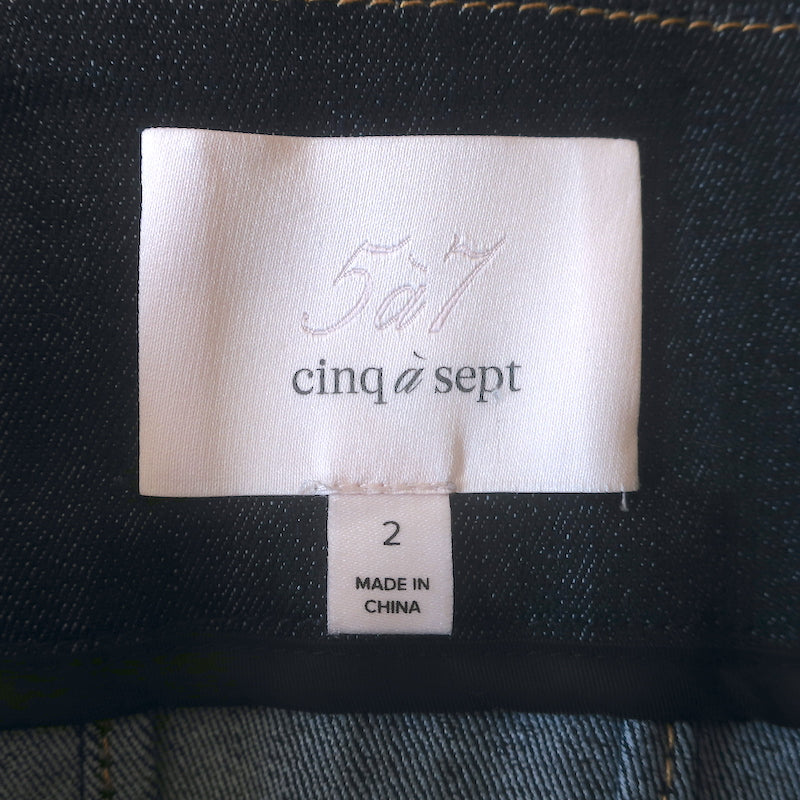 Cinq a Sept Mathis Denim Ruffle Strap Mini Dress Indigo Stretch Cotton Size 2