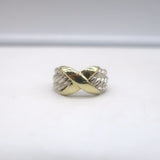 David Yurman Triple Row X Crossover Ring Sterling Silver & 14k Gold Size 7