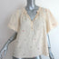THE GREAT Floral-Embroidered Top Ecru Cotton Size 2 Short Sleeve Blouse