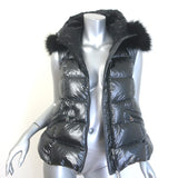 Moncler Anse Faux Fur-Collar Down Puffer Vest Gunmetal Size 0