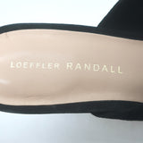Loeffler Randall Coco knotted slide sandals, black suede, pre-owned size 8.5, luxe open-toe heels.
