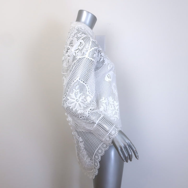 FARM Rio Landscape Guipure Lace Button-Down Shirt White Size Extra Small NEW