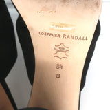 Loeffler Randall Coco knotted slide sandals, black suede, pre-owned luxury open-toe heels (size 8.5)