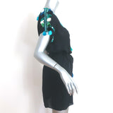 Figue Tassel Mini Dress Tikki Navy Embroidered Silk Georgette Size Small