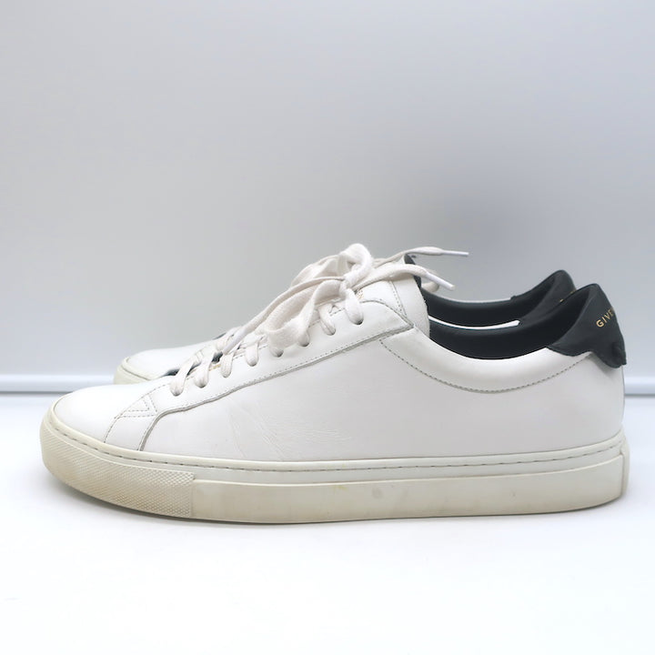 Givenchy Urban Street Low Top Sneakers White &amp; Black Leather Size 42