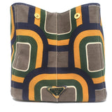 Prada Canapa Stampata Large Tote Bag Gray/Multi Printed Canvas