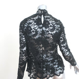 GANNI Lace Peplum Top Black Size 38 Long Sleeve Turtleneck Blouse