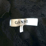 GANNI Lace Peplum Top Black Size 38 Long Sleeve Turtleneck Blouse