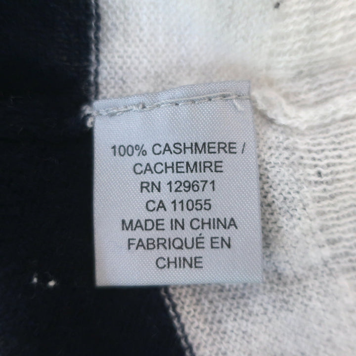 360 Cashmere V-Back Pullover Sweater Light Gray/Navy Striped Size Small NEW
