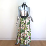 Johanna Ortiz Great Oasis Maxi Halter Dress Tropical Floral Print Cotton Size 6
