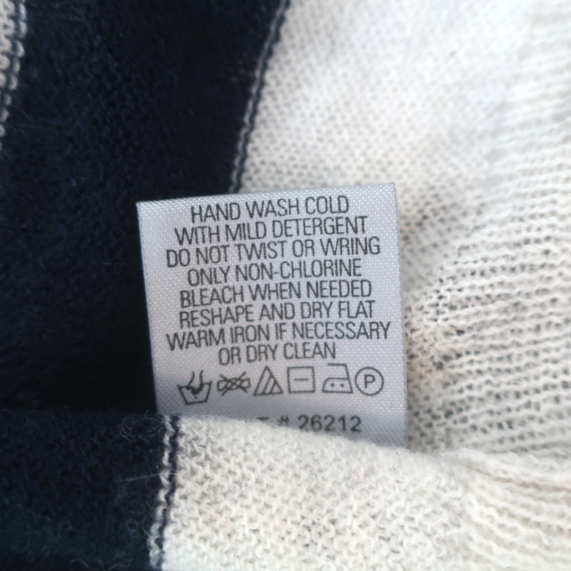 360 Cashmere V-Back Pullover Sweater Light Gray/Navy Striped Size Small NEW