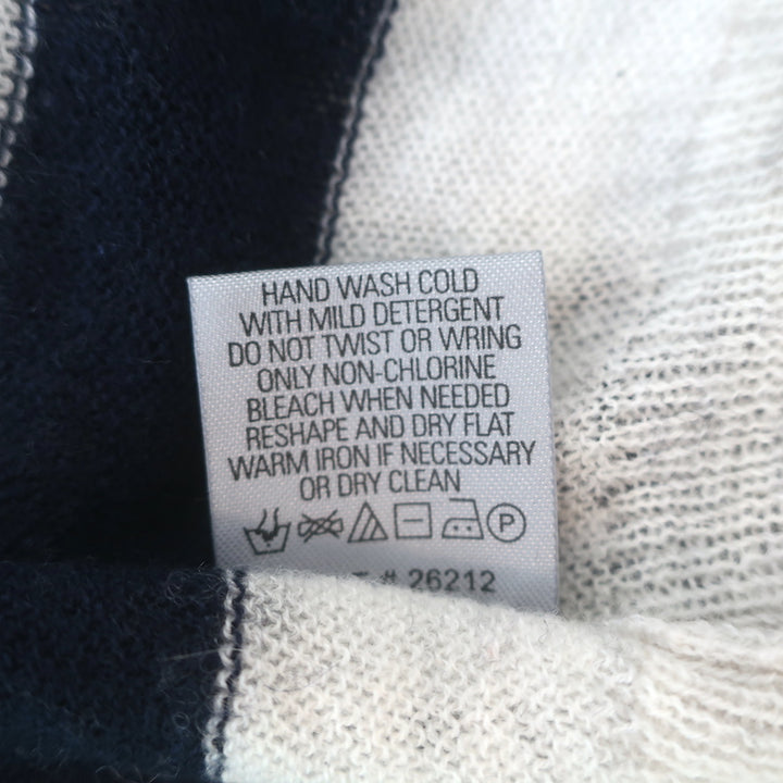 360 Cashmere V-Back Pullover Sweater Light Gray/Navy Striped Size Small NEW